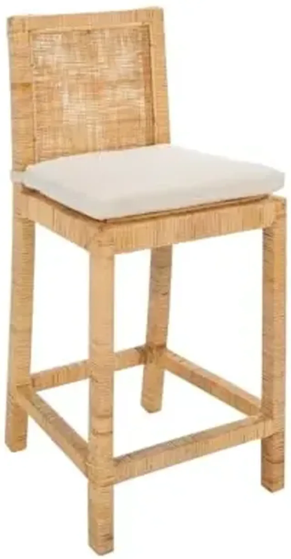 SAFAVIEH Home Collection Tojo Natural Cane/White Solid Wood 24-inch Counter Stool with Cushion (Fully Assembled)