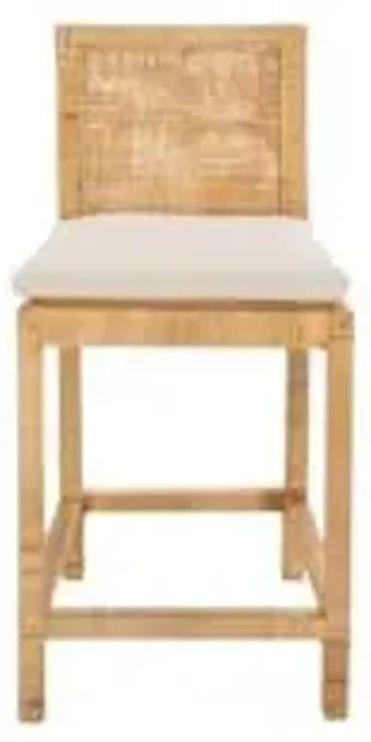 SAFAVIEH Home Collection Tojo Natural Cane/White Solid Wood 24-inch Counter Stool with Cushion (Fully Assembled)