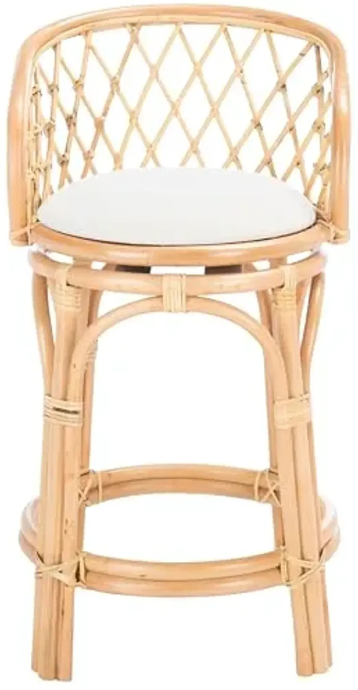 Safavieh Home Collection Yuta Natural Rattan/White Cushion 24-inch Kitchen Breakfast Nook Island Dining Pub Counter Stool (Fully Assembled)