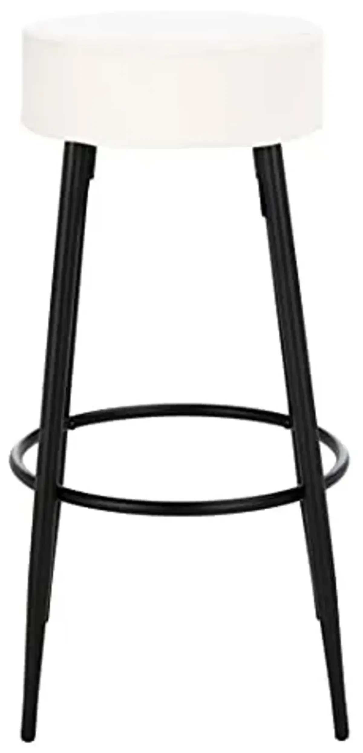 SAFAVIEH Home Collection Bohden Ivory Velvet/Black 24-inch Round Kitchen Breakfast Nook Island Dining Pub Bar Stool