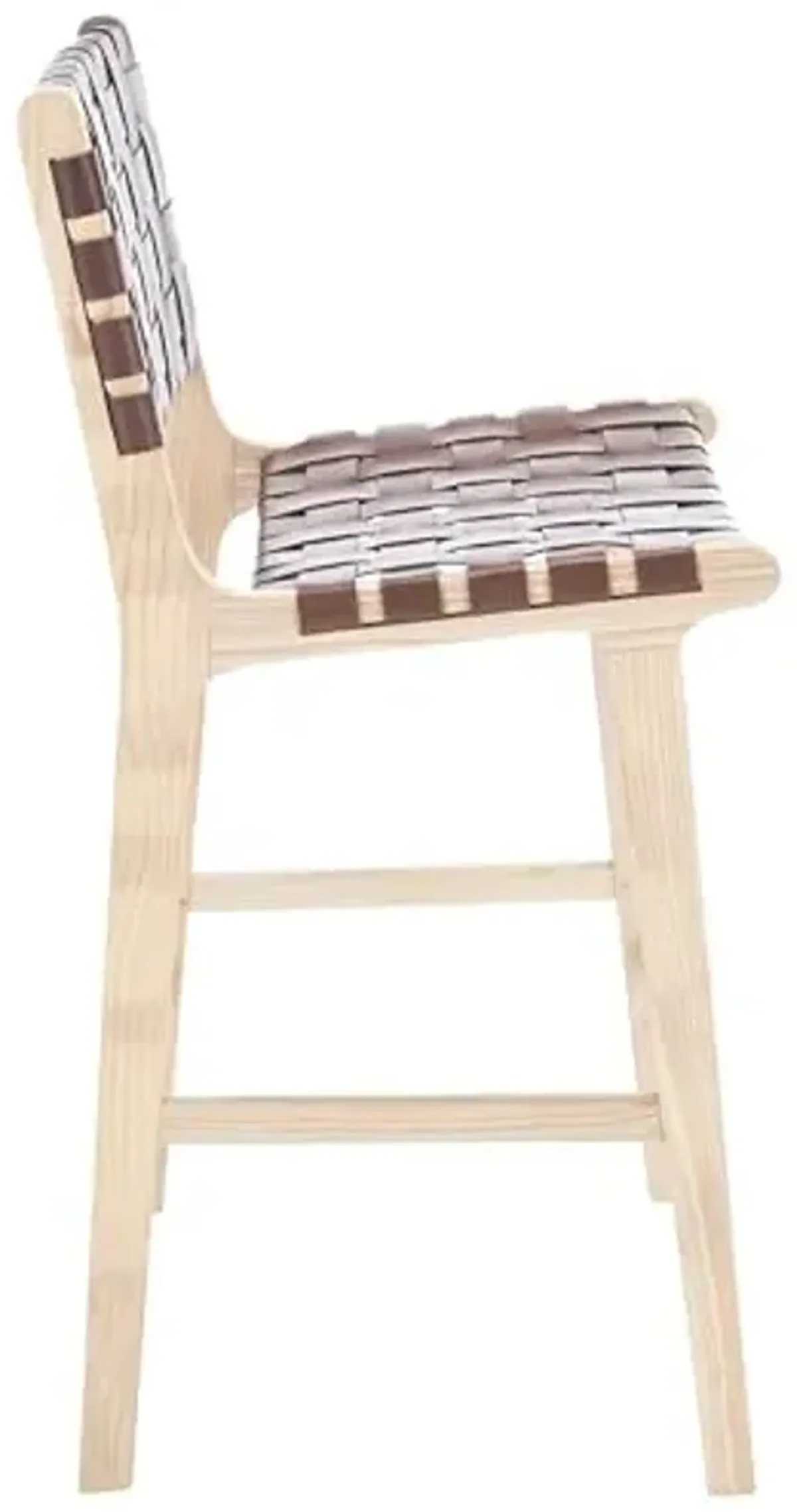 Safavieh Home Collection Adah Cognac Brown Leather/Natural Solid Wood 27-inch Counter Stool (Fully Assembled)