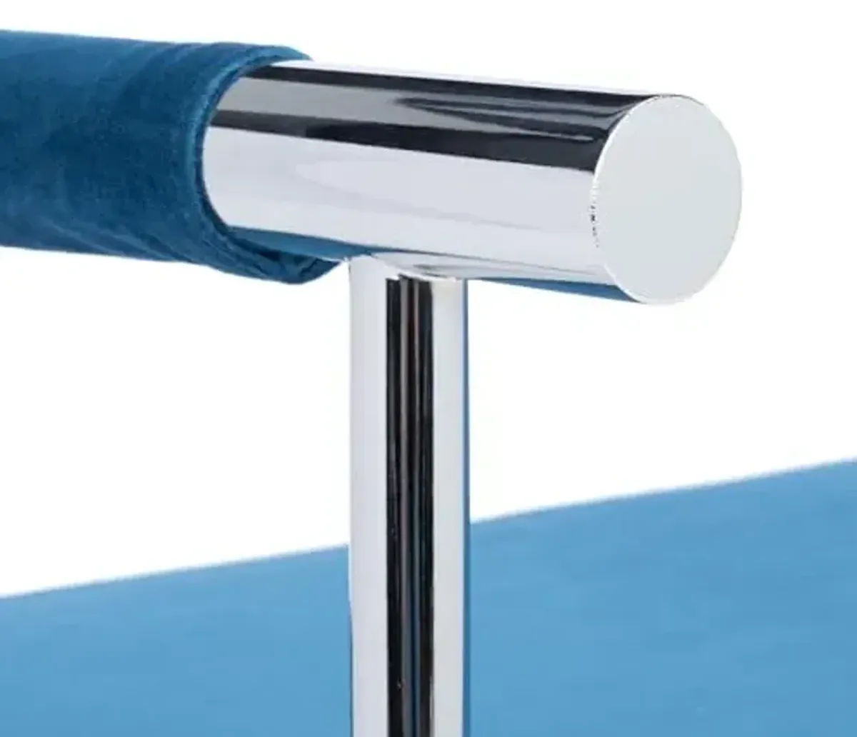 SAFAVIEH Home Collection PIM Navy Velvet/Chrome Long Rectangle Living Room Bedroom Entryway Foyer Office Hallway Upholstered Bench with Arms