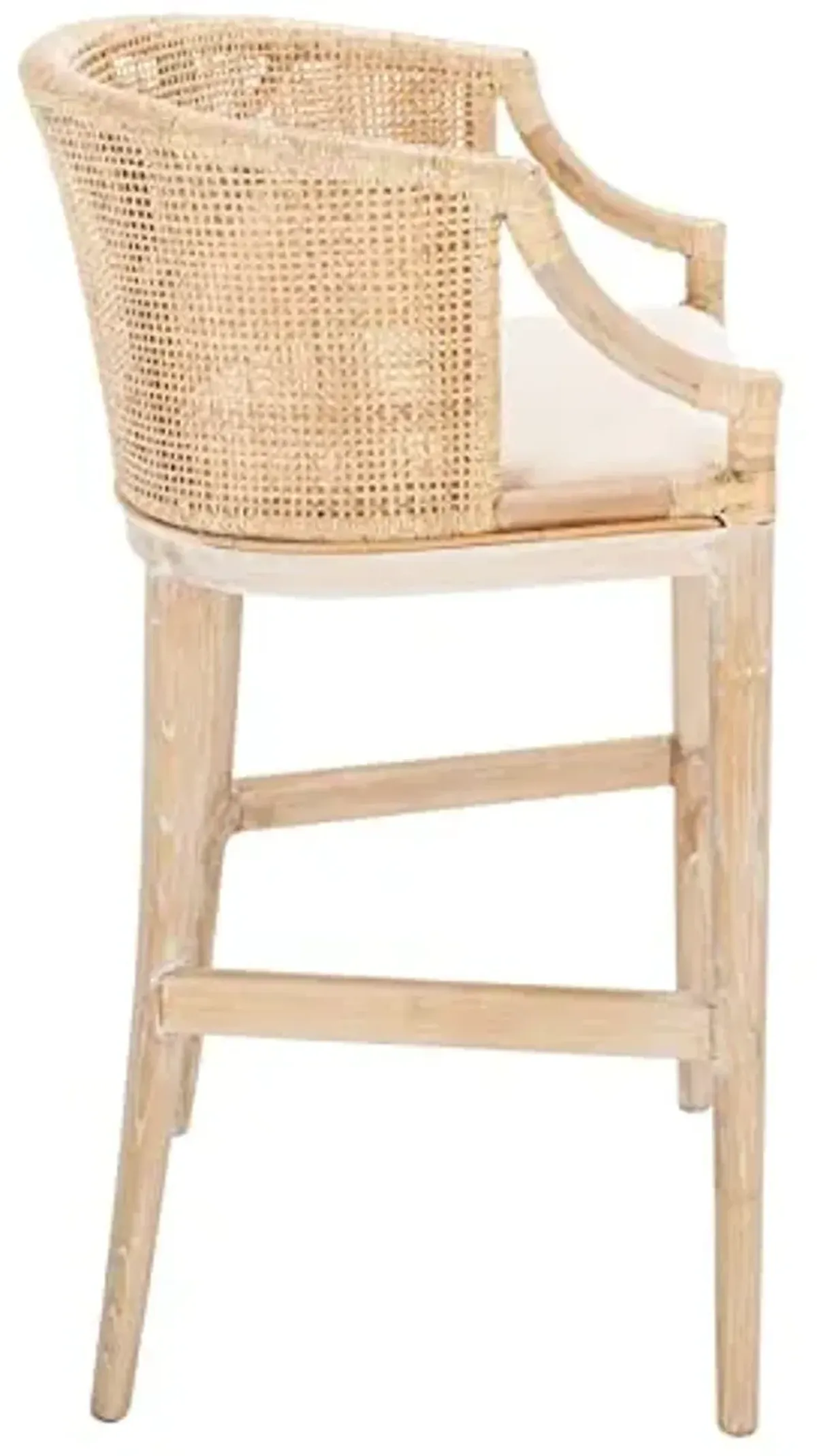 Safavieh Home Collection Brando Tropical Coastal Natural Wash Legs Cushion Solid Wood 30-inch Bar Stool (Fully Assembled)