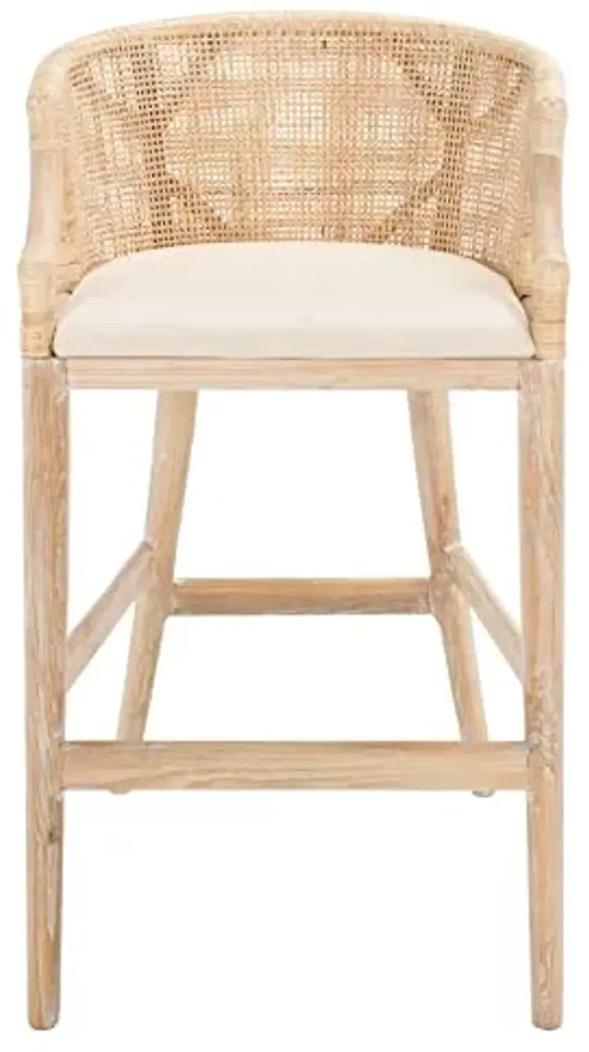 Safavieh Home Collection Brando Tropical Coastal Natural Wash Legs Cushion Solid Wood 30-inch Bar Stool (Fully Assembled)