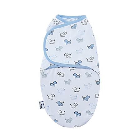 Delta Children Little Lambs Adjustable Swaddle Wrap - 100% Cotton - Size Extra Small, Fits Babies 0-3 Months/4-7 lbs, 1-Pack, Boy, Blue