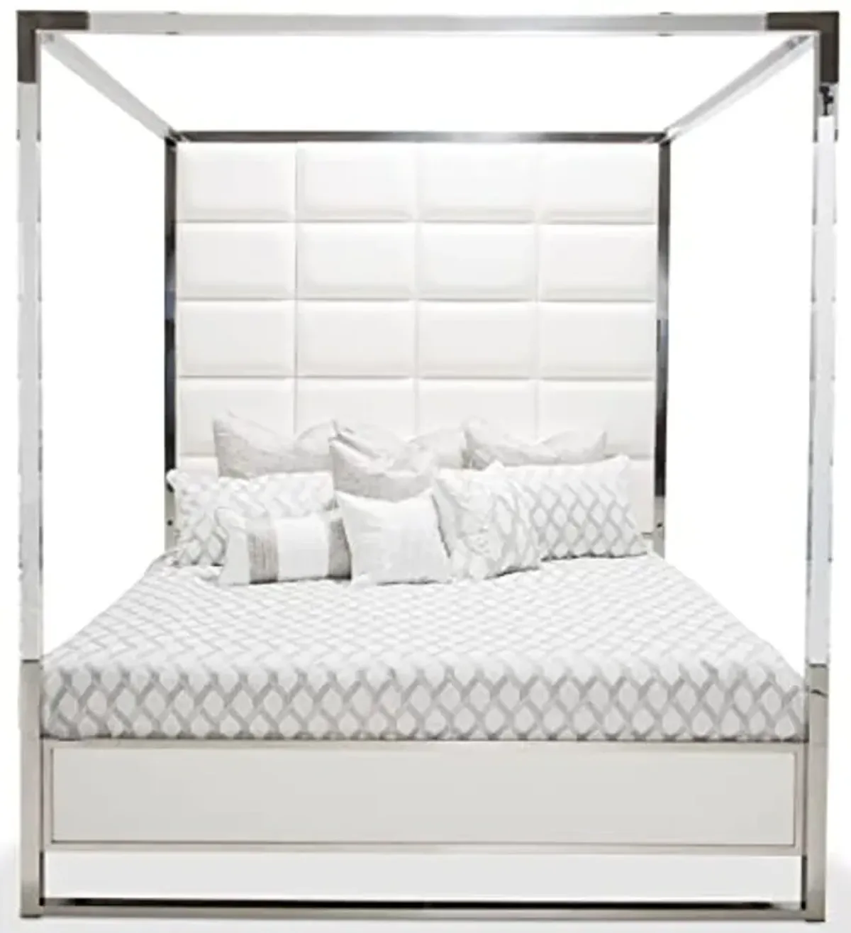 Michael Amini State St. - Cal King Metal Bed - White