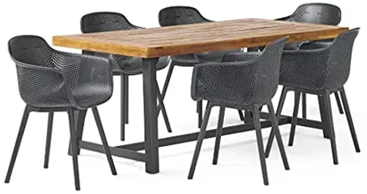 Christopher Knight Home Catalopa Outdoor Dining Sets, Black + Sandblast Black