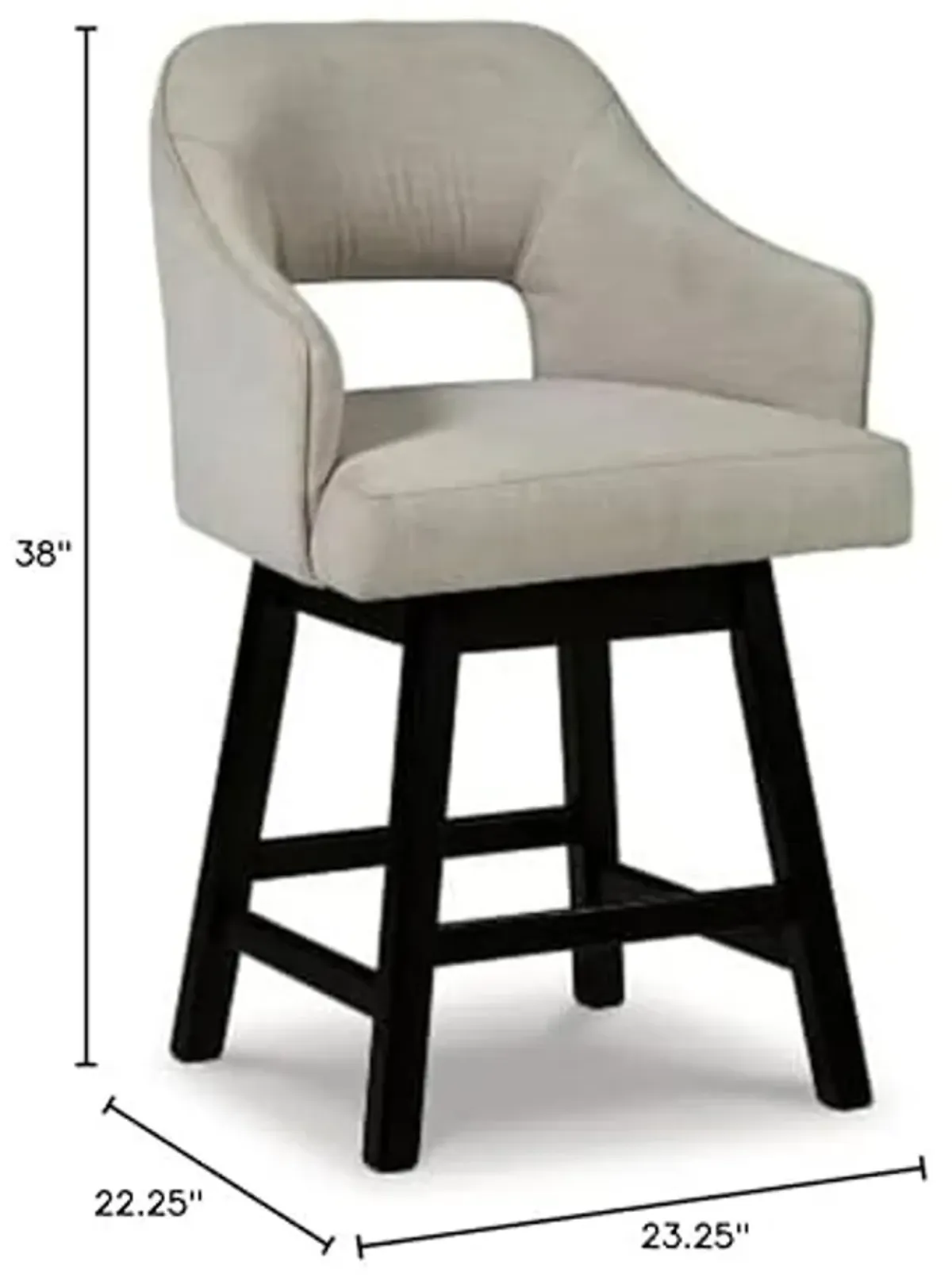 Signature Design by Ashley Tallenger 25" Upholstered Swivel Counter Height Bar Stool, 2 Count, Beige & Dark Brown