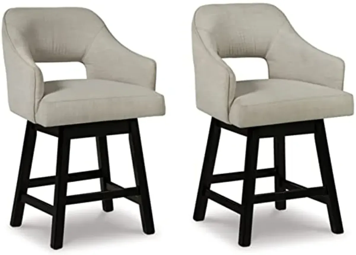 Signature Design by Ashley Tallenger 25" Upholstered Swivel Counter Height Bar Stool, 2 Count, Beige & Dark Brown