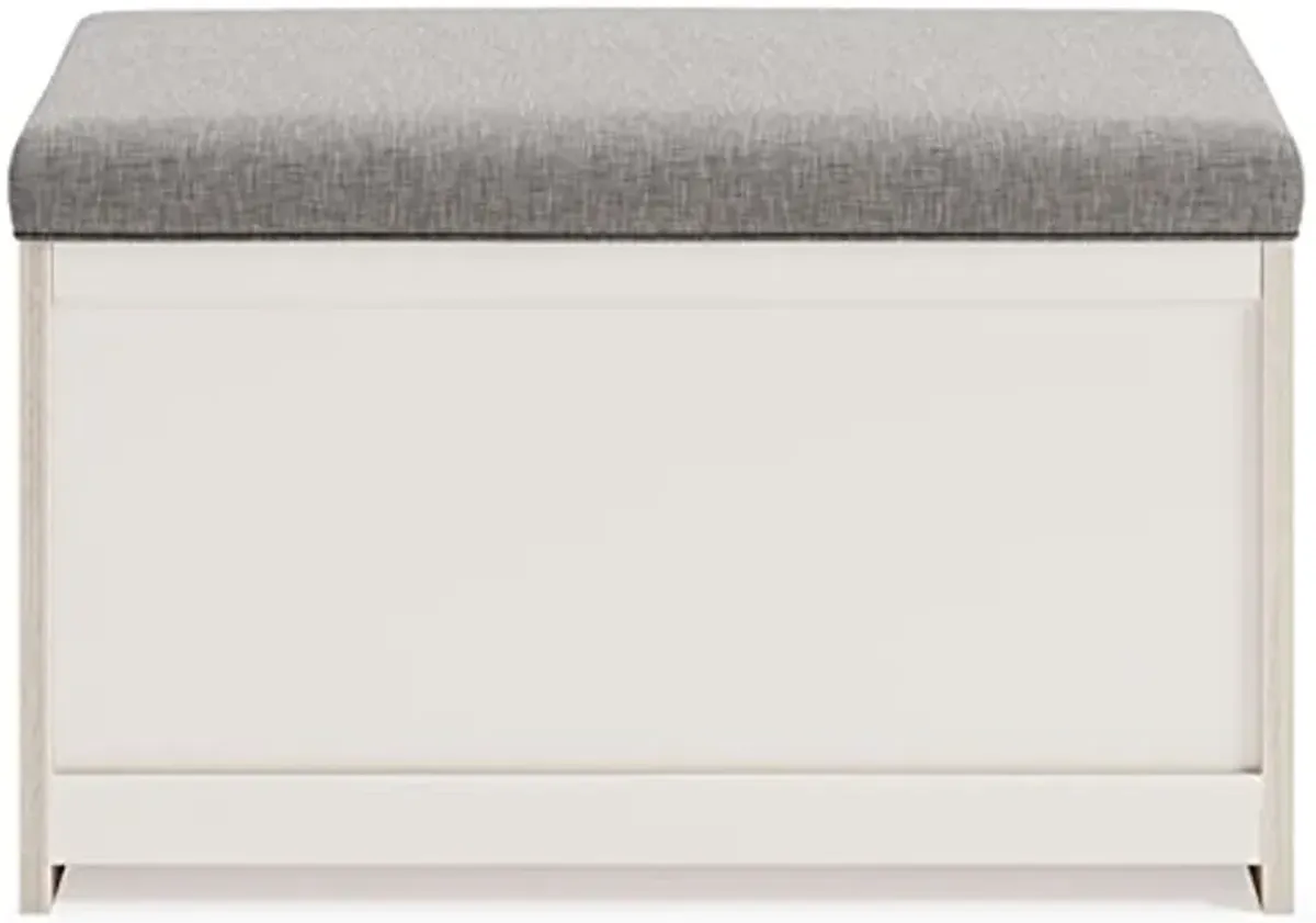 Signature Design by Ashley Blariden Upholstered Storage Bench with Removable Baskets, Gray