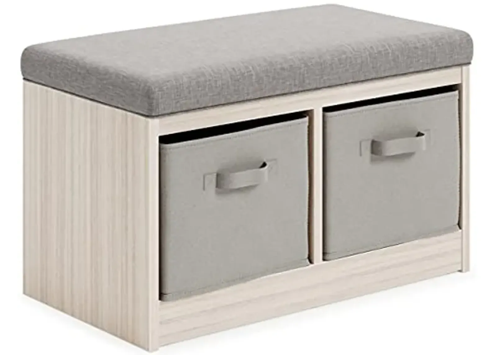 Signature Design by Ashley Blariden Upholstered Storage Bench with Removable Baskets, Gray