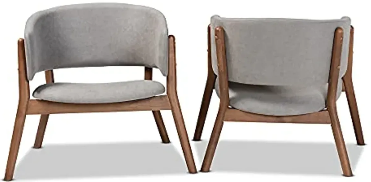 Baxton Studio Baron Chairs, Light Grey/Walnut Brown