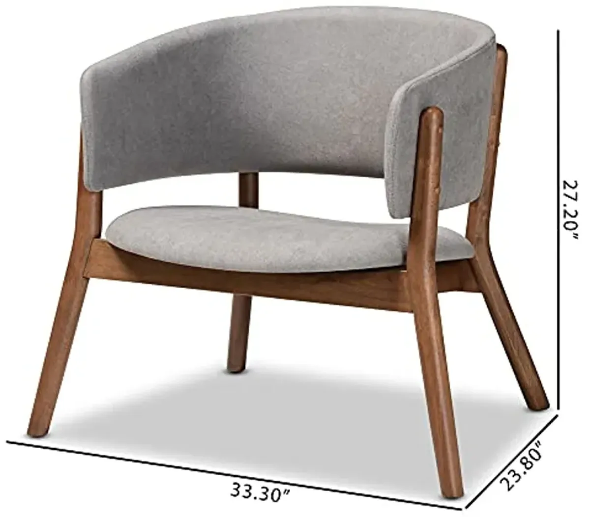 Baxton Studio Baron Chairs, Light Grey/Walnut Brown