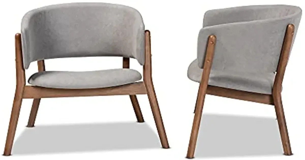 Baxton Studio Baron Chairs, Light Grey/Walnut Brown