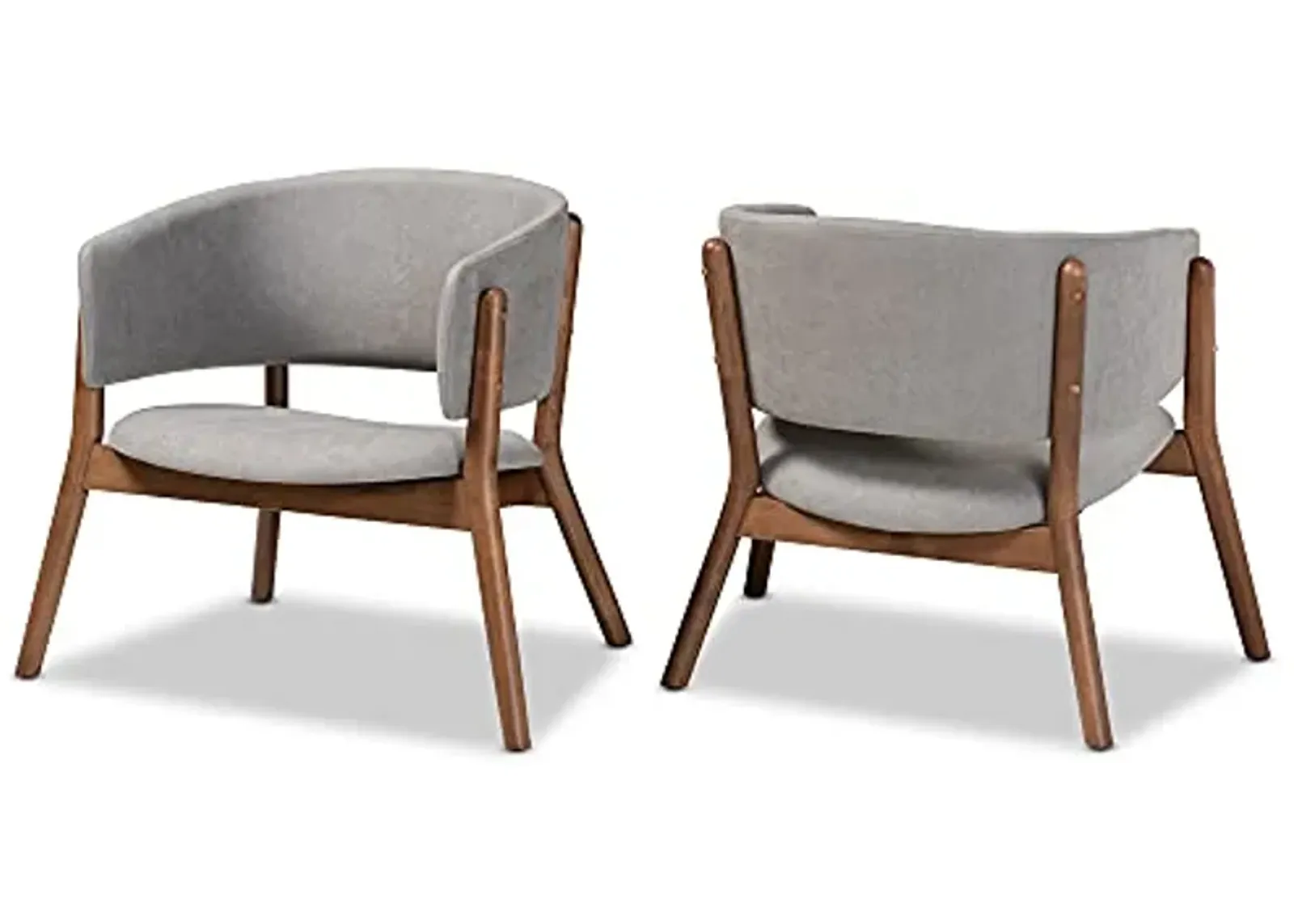 Baxton Studio Baron Chairs, Light Grey/Walnut Brown