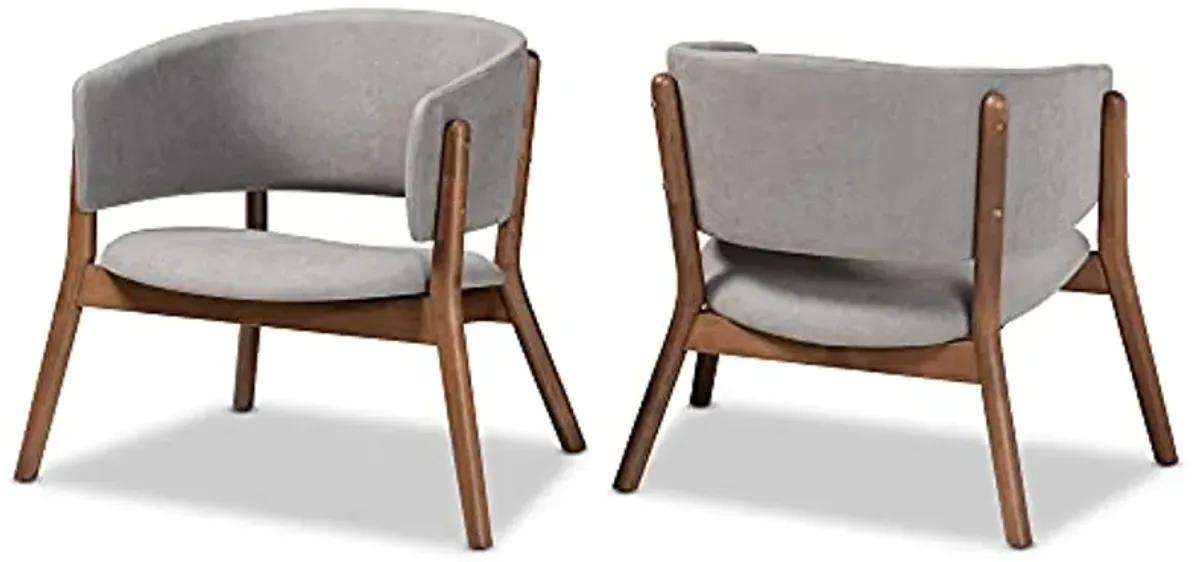 Baxton Studio Baron Chairs, Light Grey/Walnut Brown