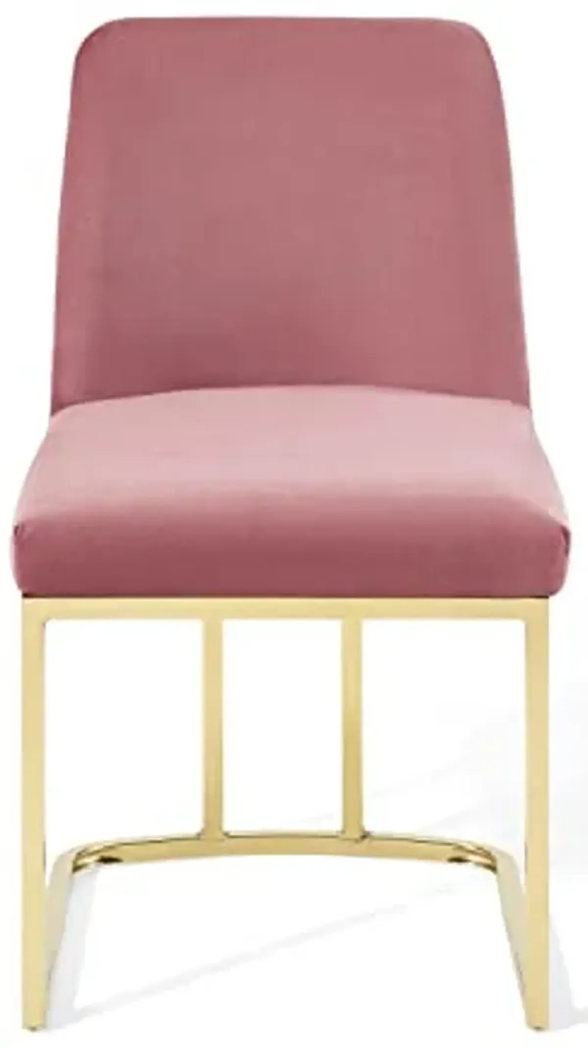 Modway Amplify Performance Velvet Upholstered Sled Base Dining Chair - Set of 2 in Gold Dusty Rose