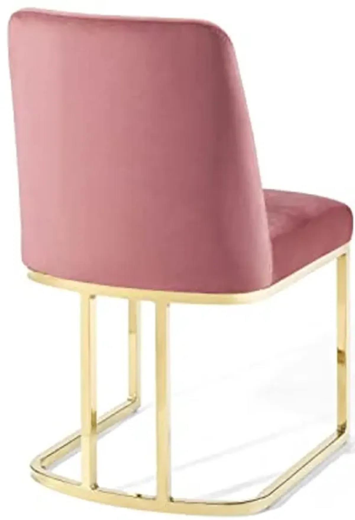 Modway Amplify Performance Velvet Upholstered Sled Base Dining Chair - Set of 2 in Gold Dusty Rose