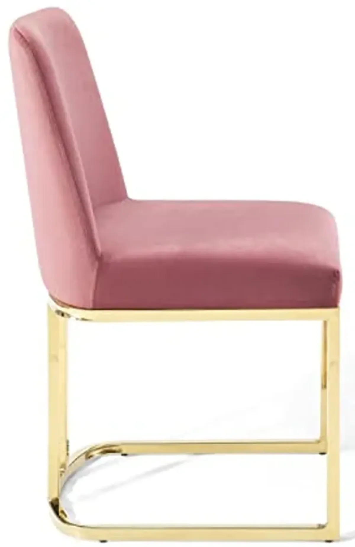 Modway Amplify Performance Velvet Upholstered Sled Base Dining Chair - Set of 2 in Gold Dusty Rose