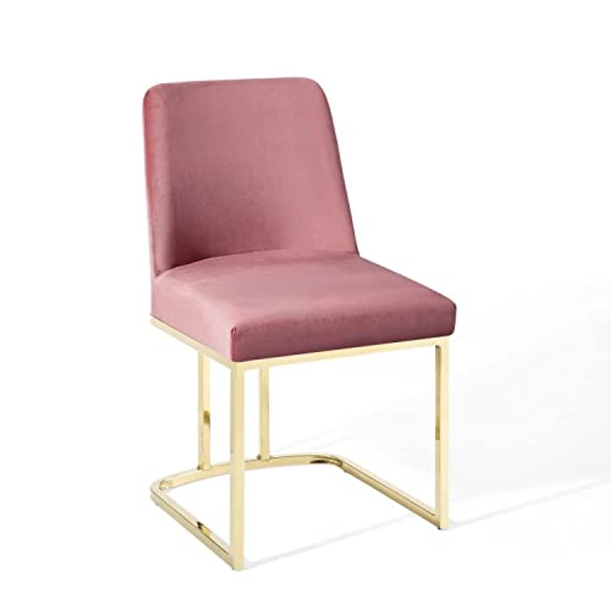 Modway Amplify Performance Velvet Upholstered Sled Base Dining Chair - Set of 2 in Gold Dusty Rose