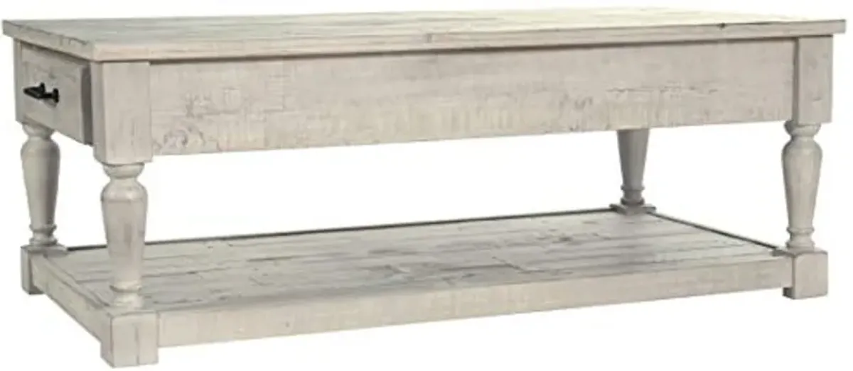 Signature Design by Ashley Shawnalore Rectangular Rustic Cocktail Table and Sofa Console Table Bundle, Whitewash