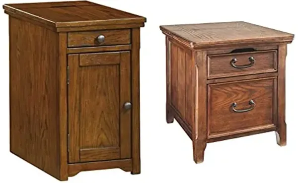 Signature Ashley Traditional End Tables with Storage & Charging (Dark Brown)