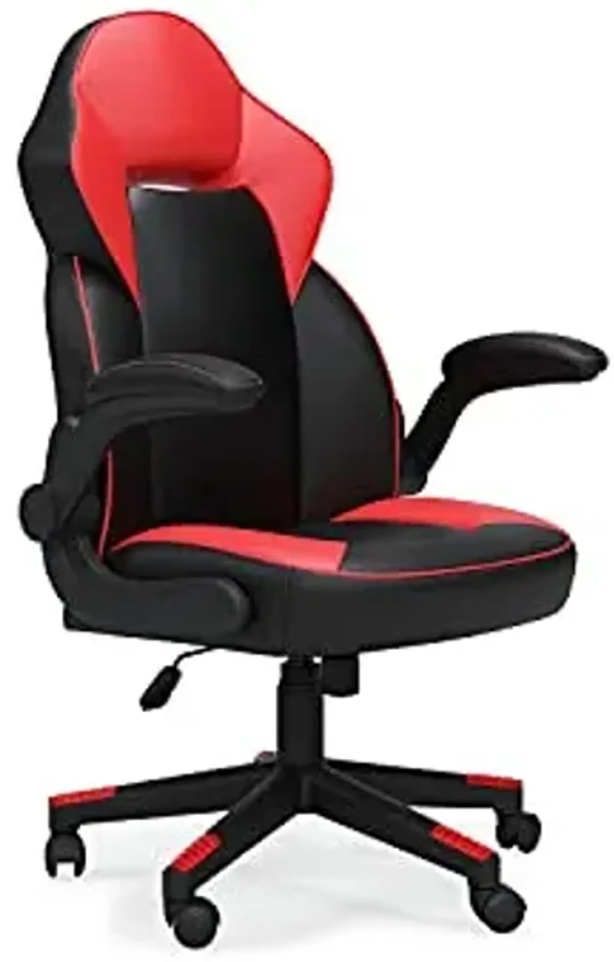 Signature Design by Ashley Lynxtyn Modern Home Office Swivel Gaming Desk Chair, Black & Red
