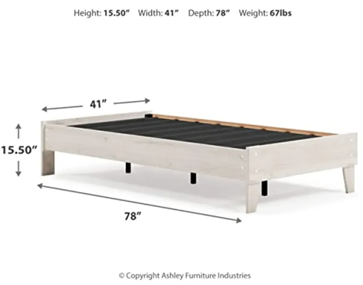 Signature Design by Ashley Socalle Casual Farmhouse Platform Bed Frame, Twin, Natural Beige