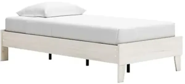 Signature Design by Ashley Socalle Casual Farmhouse Platform Bed Frame, Twin, Natural Beige