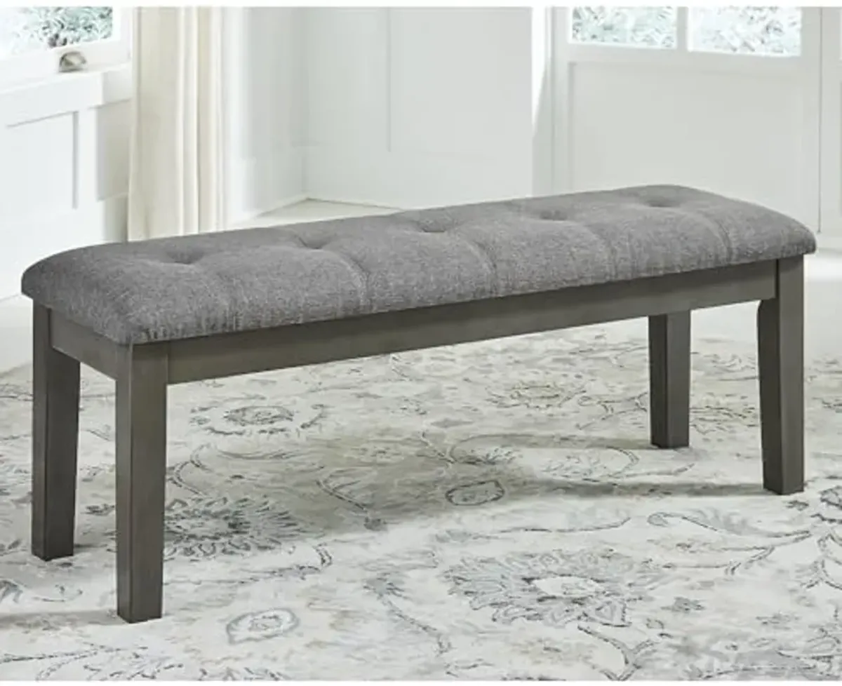 Signature Design by Ashley Hallanden Rustic Tufted Upholstered Dining Room Bench, Gray