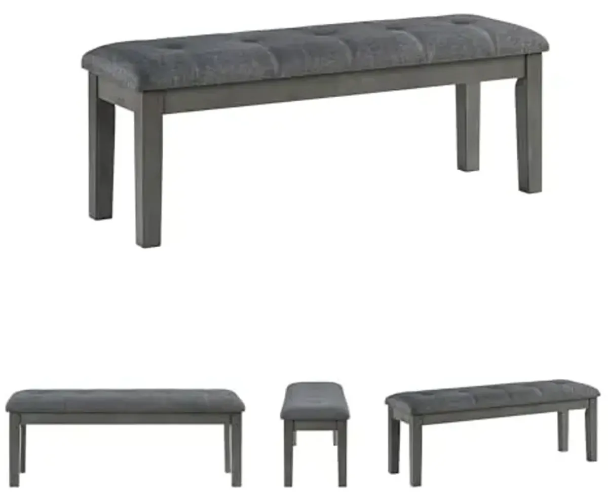 Signature Design by Ashley Hallanden Rustic Tufted Upholstered Dining Room Bench, Gray