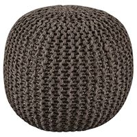 Signature Design by Ashley Latricia Round Knitted Pouf Ottoman, 17 x 17 Inches, Brownish Gray