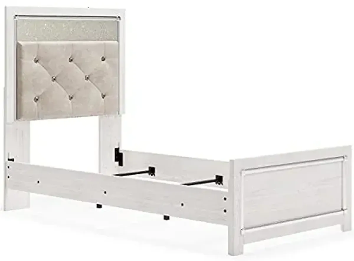 Signature Design by Ashley Altyra Glam Tufted Upholstered Headboard ONLY, Twin, White