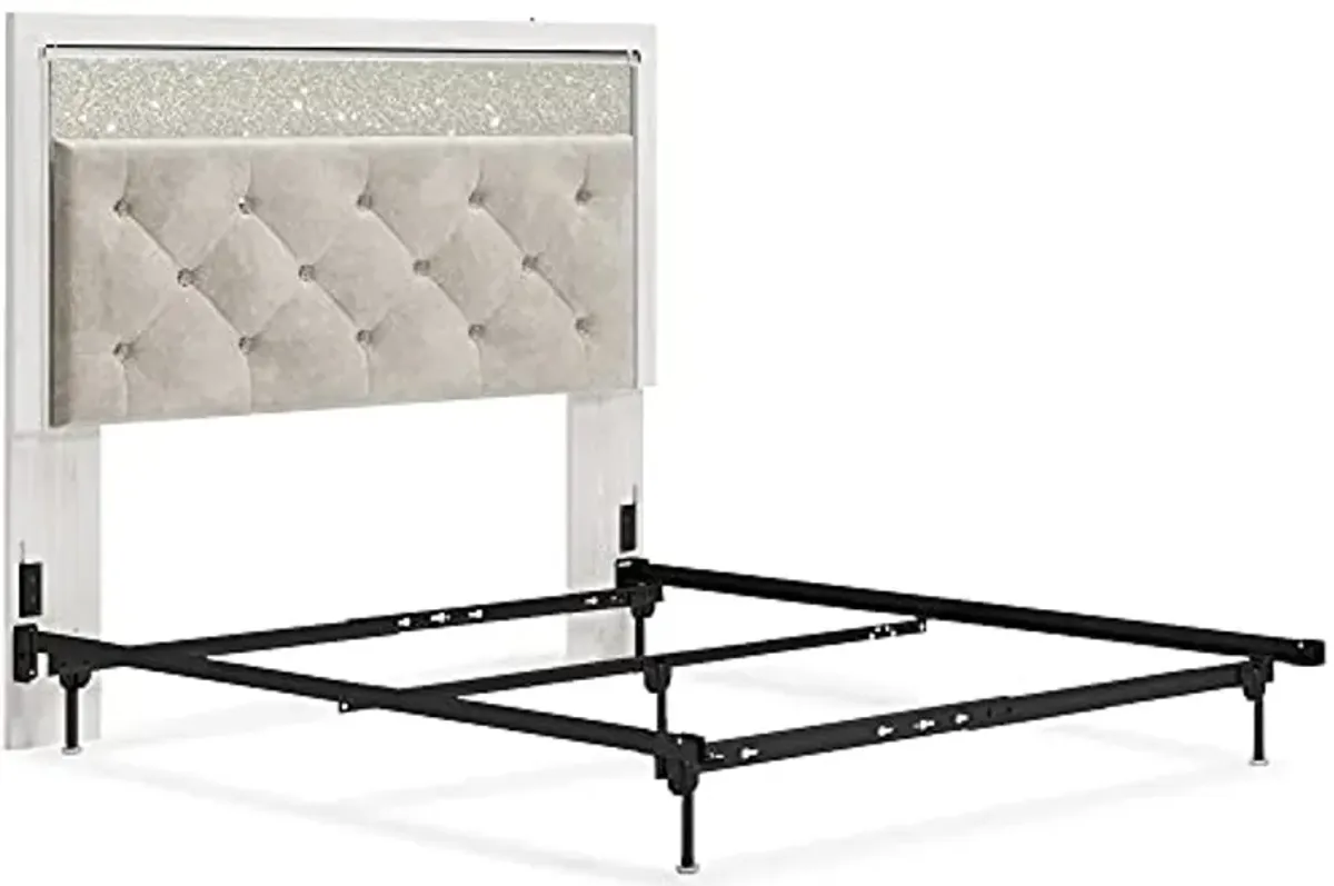 Signature Design by Ashley Altyra Glam Tufted Upholstered Headboard ONLY, Twin, White