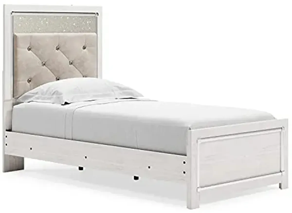 Signature Design by Ashley Altyra Glam Tufted Upholstered Headboard ONLY, Twin, White