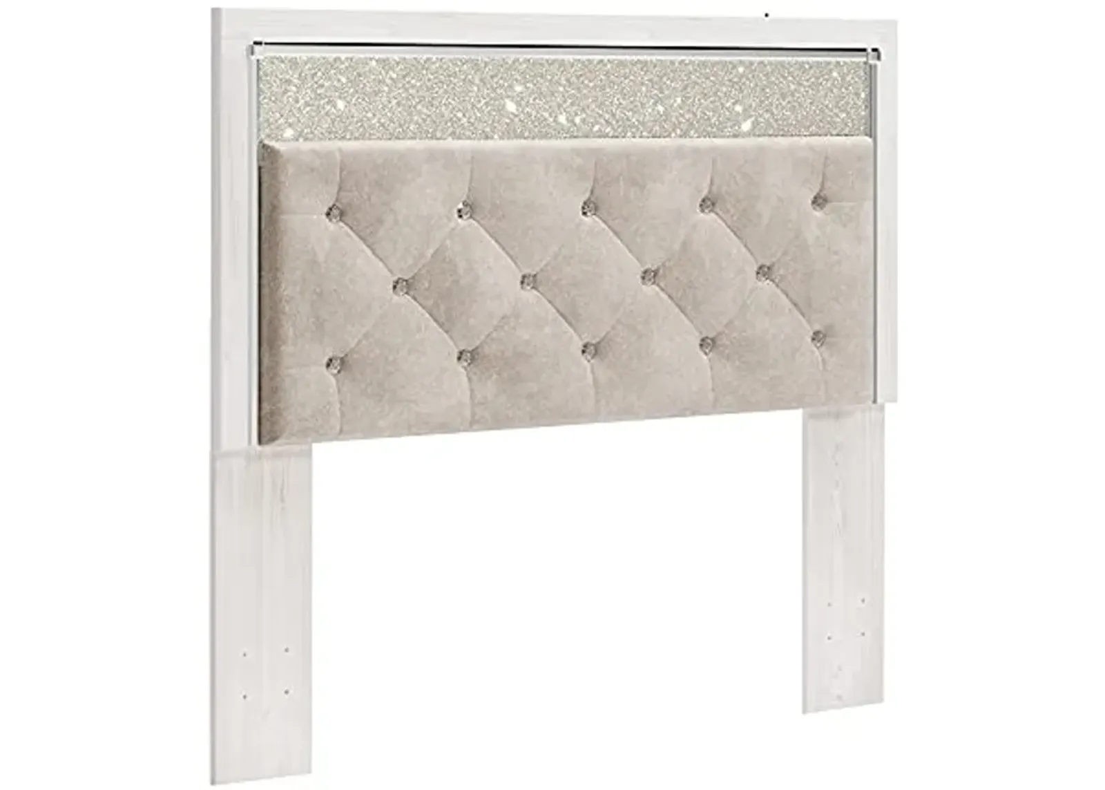 Signature Design by Ashley Altyra Glam Tufted Upholstered Headboard ONLY, Twin, White