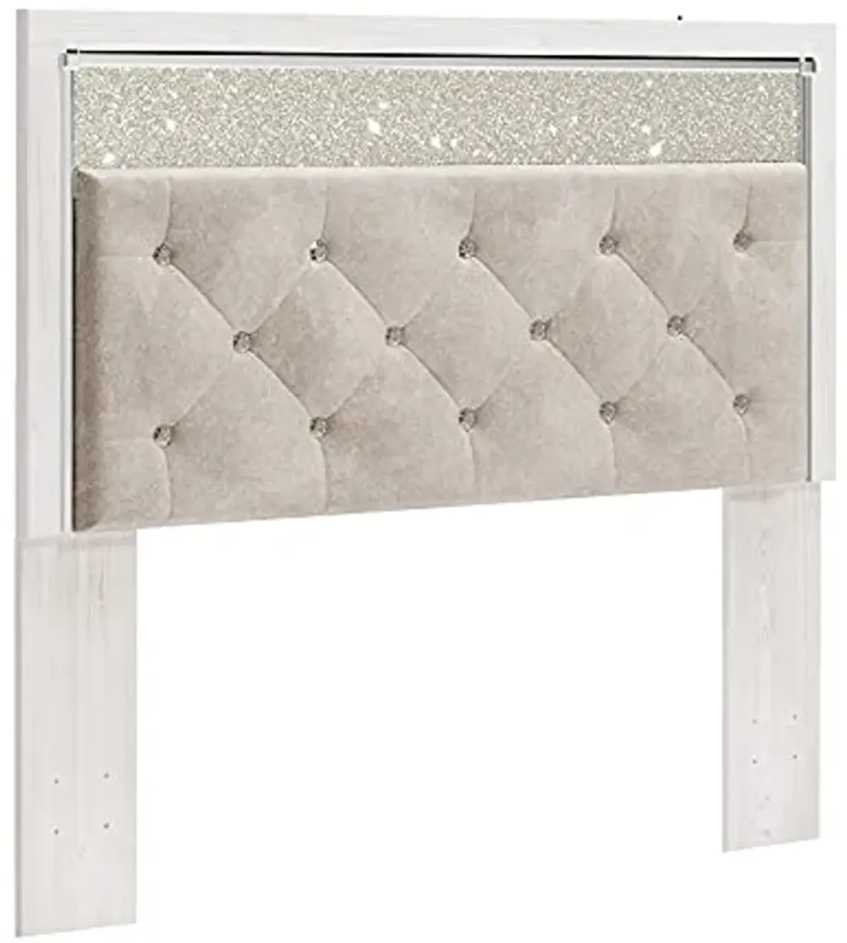 Signature Design by Ashley Altyra Glam Tufted Upholstered Headboard ONLY, Twin, White