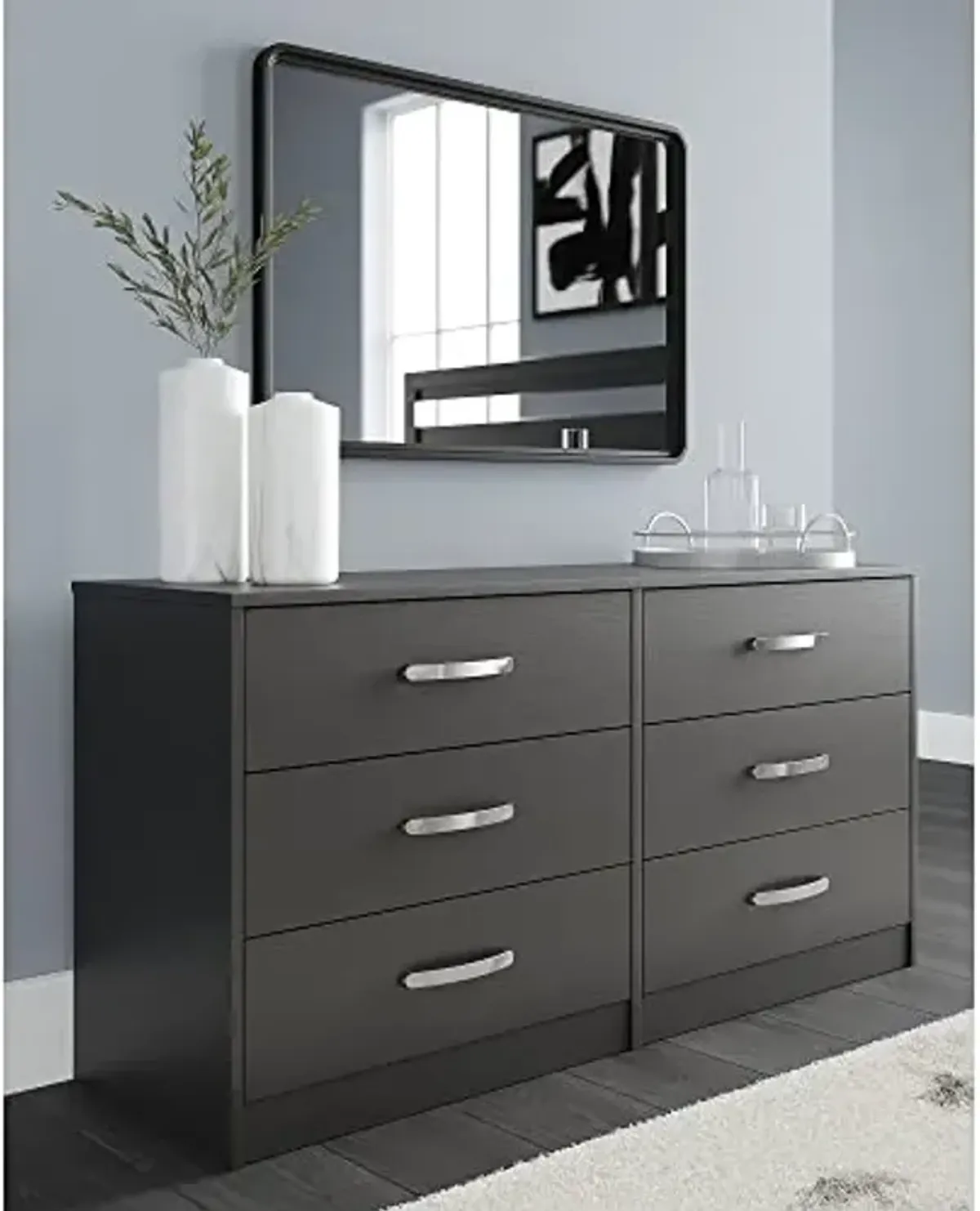 Signature Design by Ashley Finch Contemporary 6 Drawer Dresser, Black