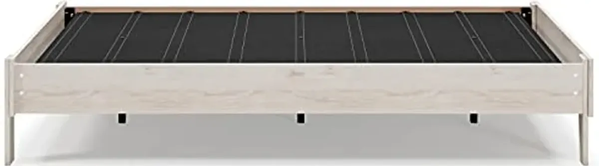 Signature Design by Ashley Socalle Casual Farmhouse Platform Bed Frame, Queen, Natural Beige