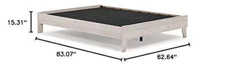 Signature Design by Ashley Socalle Casual Farmhouse Platform Bed Frame, Queen, Natural Beige
