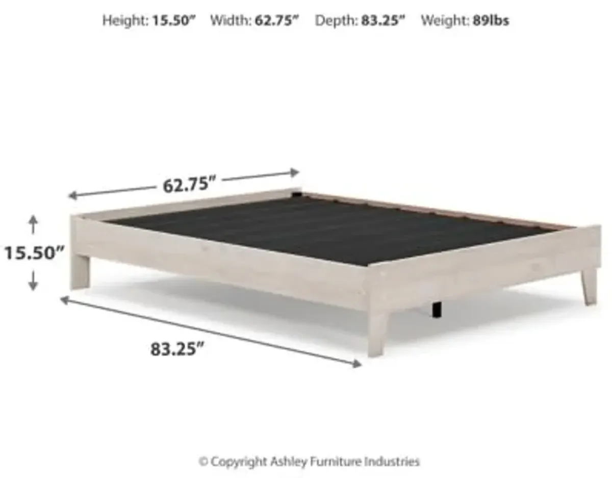 Signature Design by Ashley Socalle Casual Farmhouse Platform Bed Frame, Queen, Natural Beige