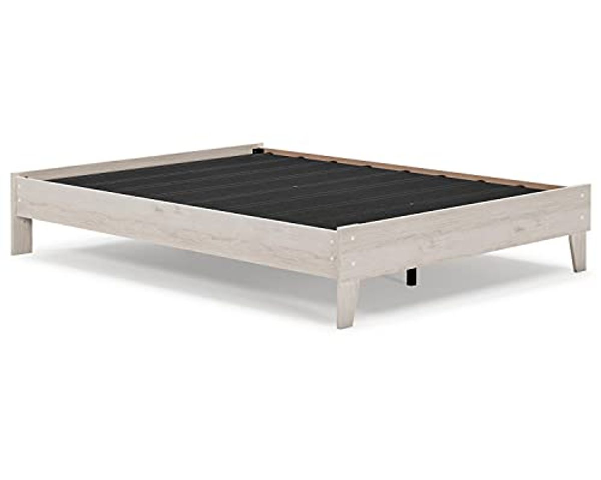 Signature Design by Ashley Socalle Casual Farmhouse Platform Bed Frame, Queen, Natural Beige