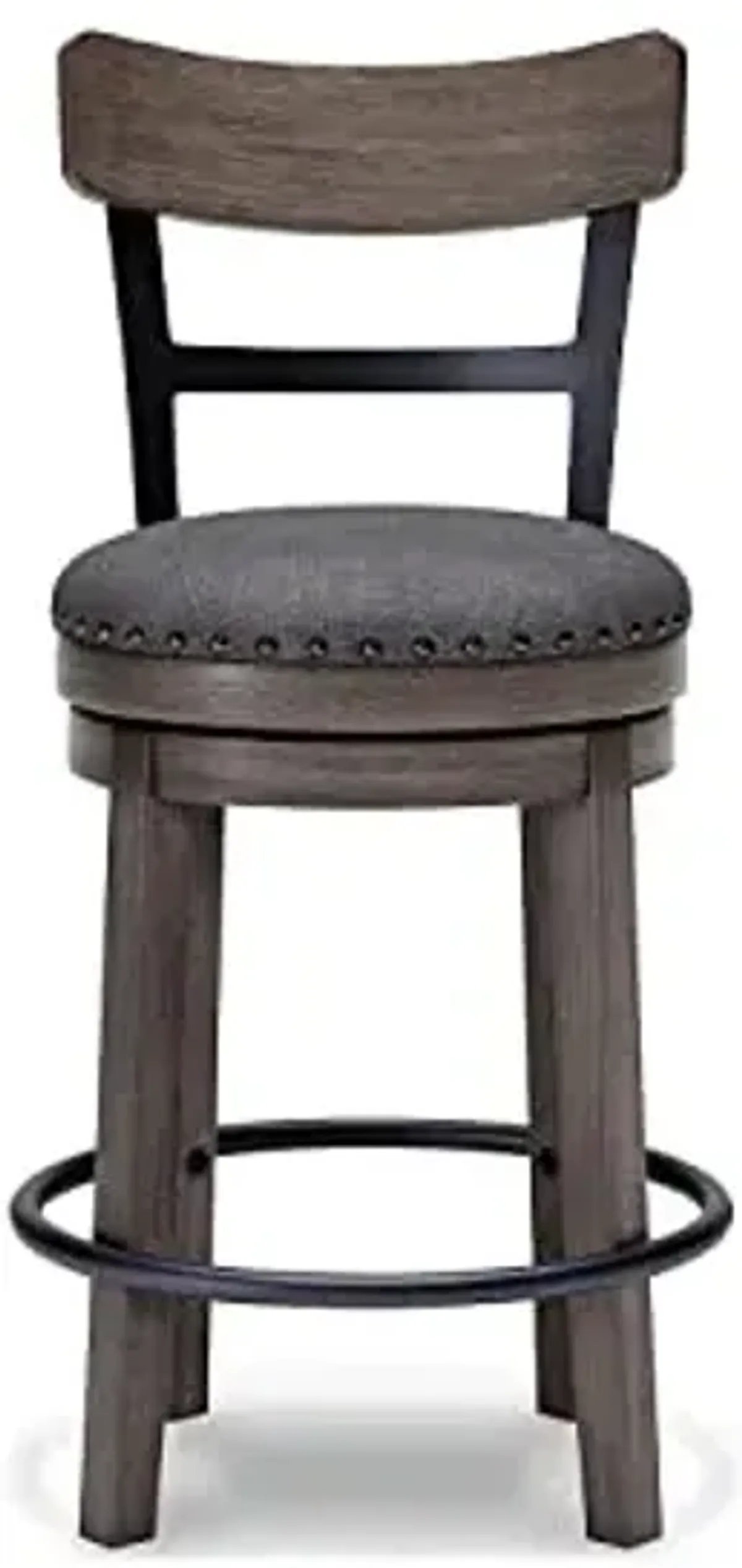 Signature Design by Ashley Caitbrook 24" Farmhouse Counter Height Upholstered Swivel Barstool, Gray