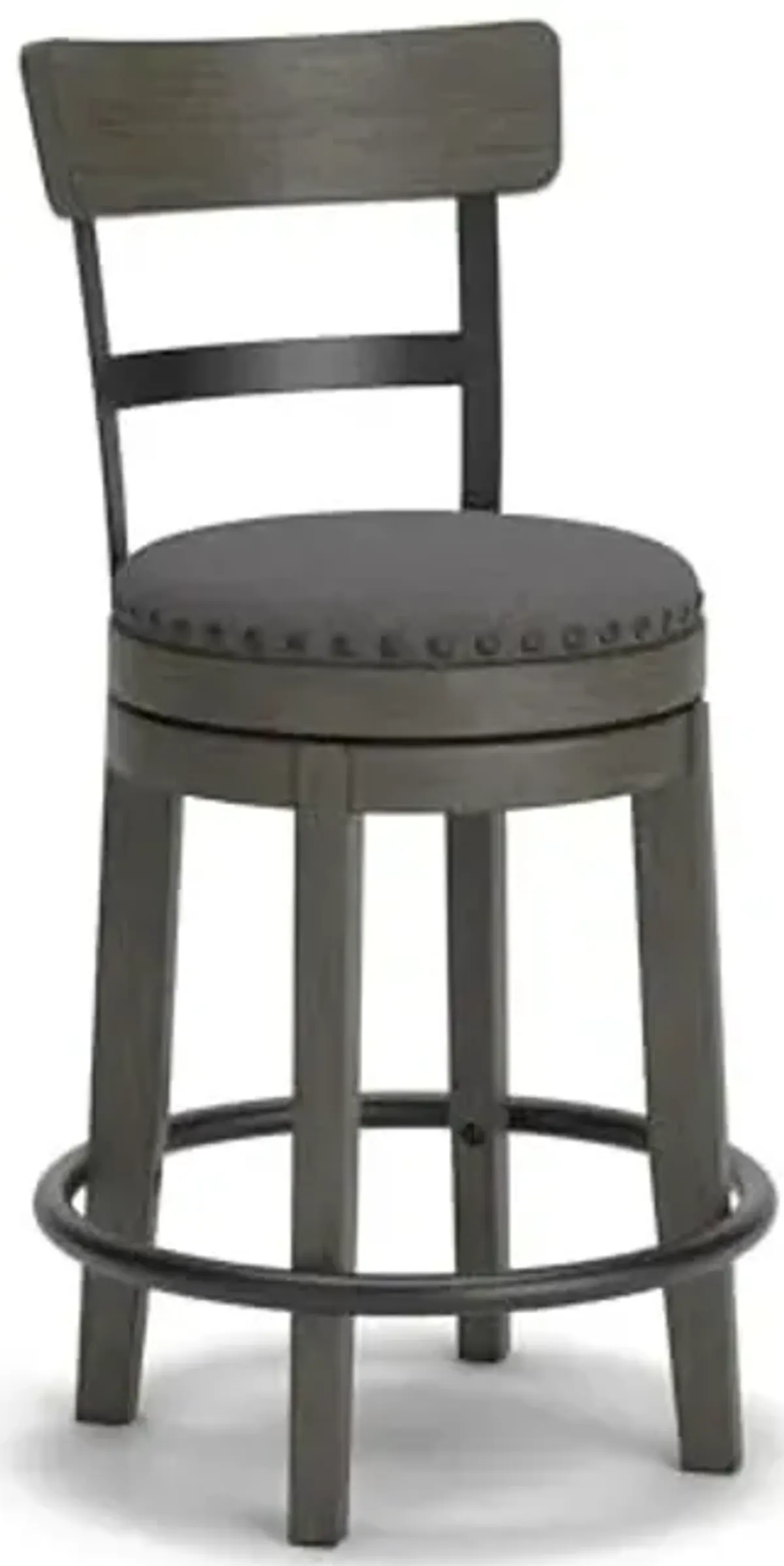 Signature Design by Ashley Caitbrook 24" Farmhouse Counter Height Upholstered Swivel Barstool, Gray