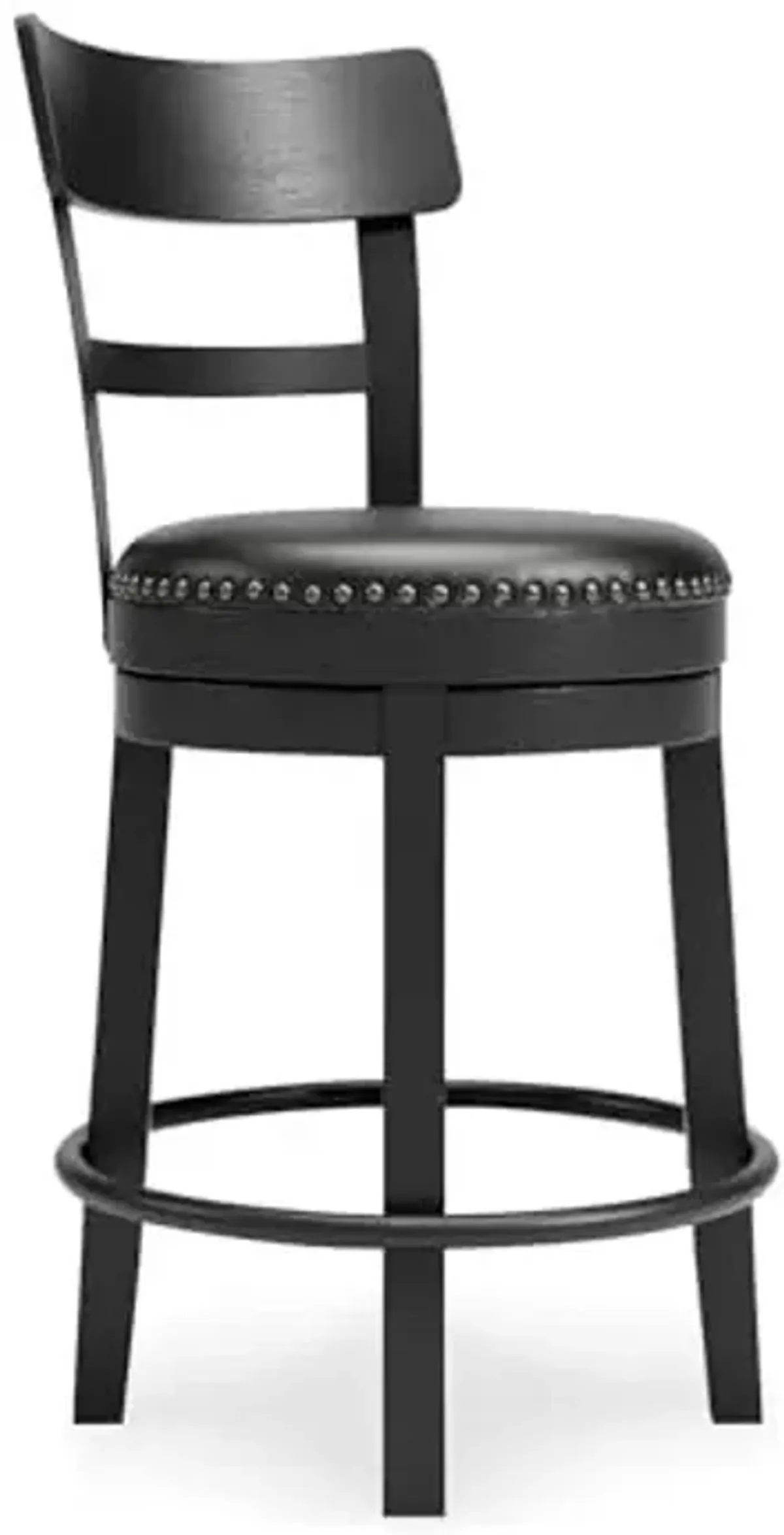 Signature Design by Ashley Valebeck Faux Leather Pub Height Swivel Barstool, 24.38" Seat Height, Black