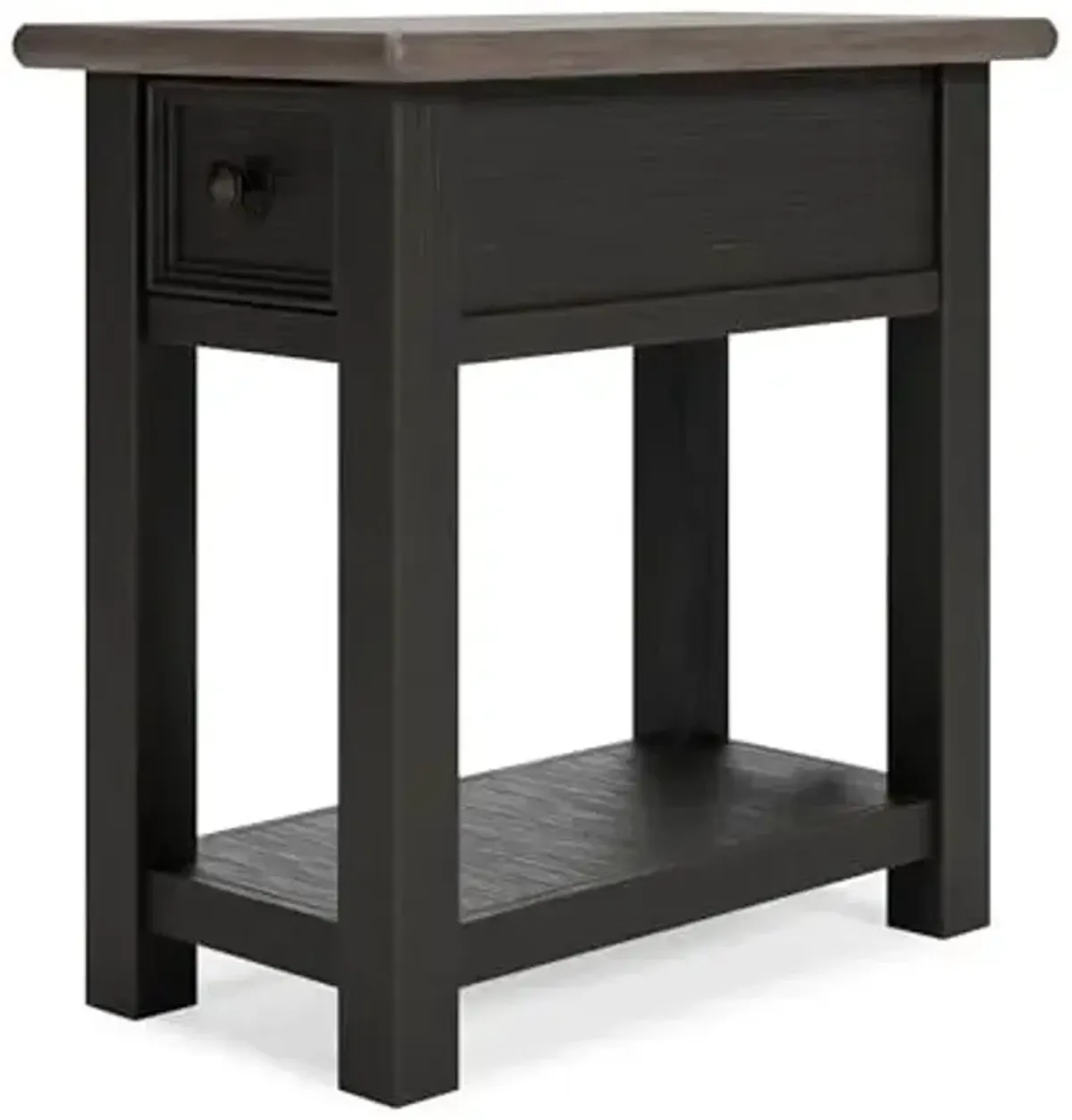 Signature Design by Ashley Tyler Creek Chair Side End Table, Plank-styled Top, Smooth-gliding Drawer, Wood, 14.13" W x 24.13" D x 24.13" H, Light Brown & Whitewash