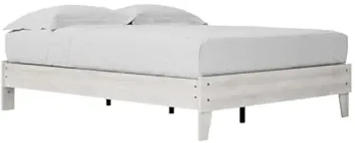 Signature Design by Ashley Shawburn Modern Farmhouse Platform Bed, Queen, Whitewash