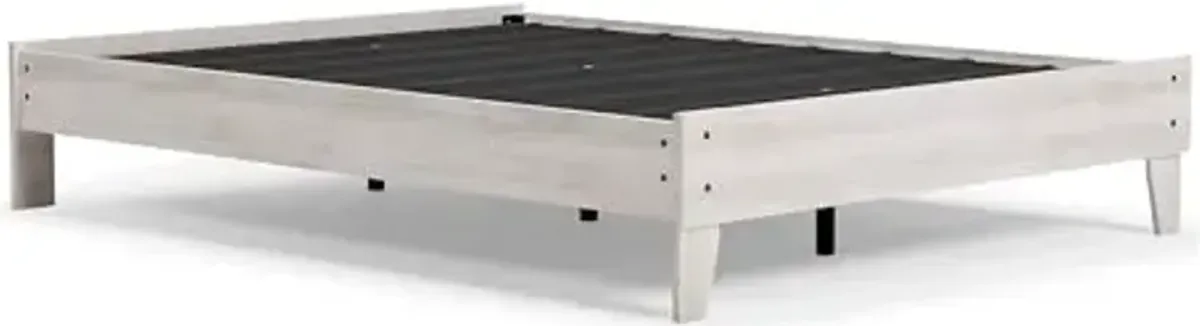 Signature Design by Ashley Shawburn Modern Farmhouse Platform Bed, Queen, Whitewash