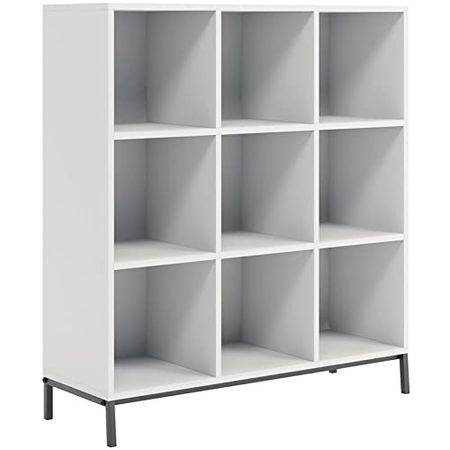 Sauder North Avenue White 9-Cube Cubby Organizer Bookcase, White Finish