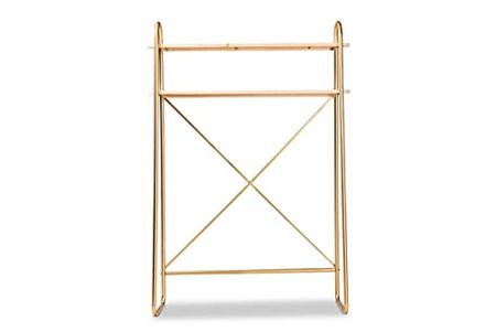Baxton Studio Merida Gold Finished and Brown Finished 2-Tier Twin Size Shelf